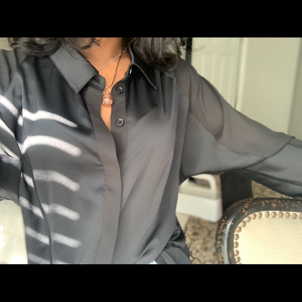 Black Satin Blouse